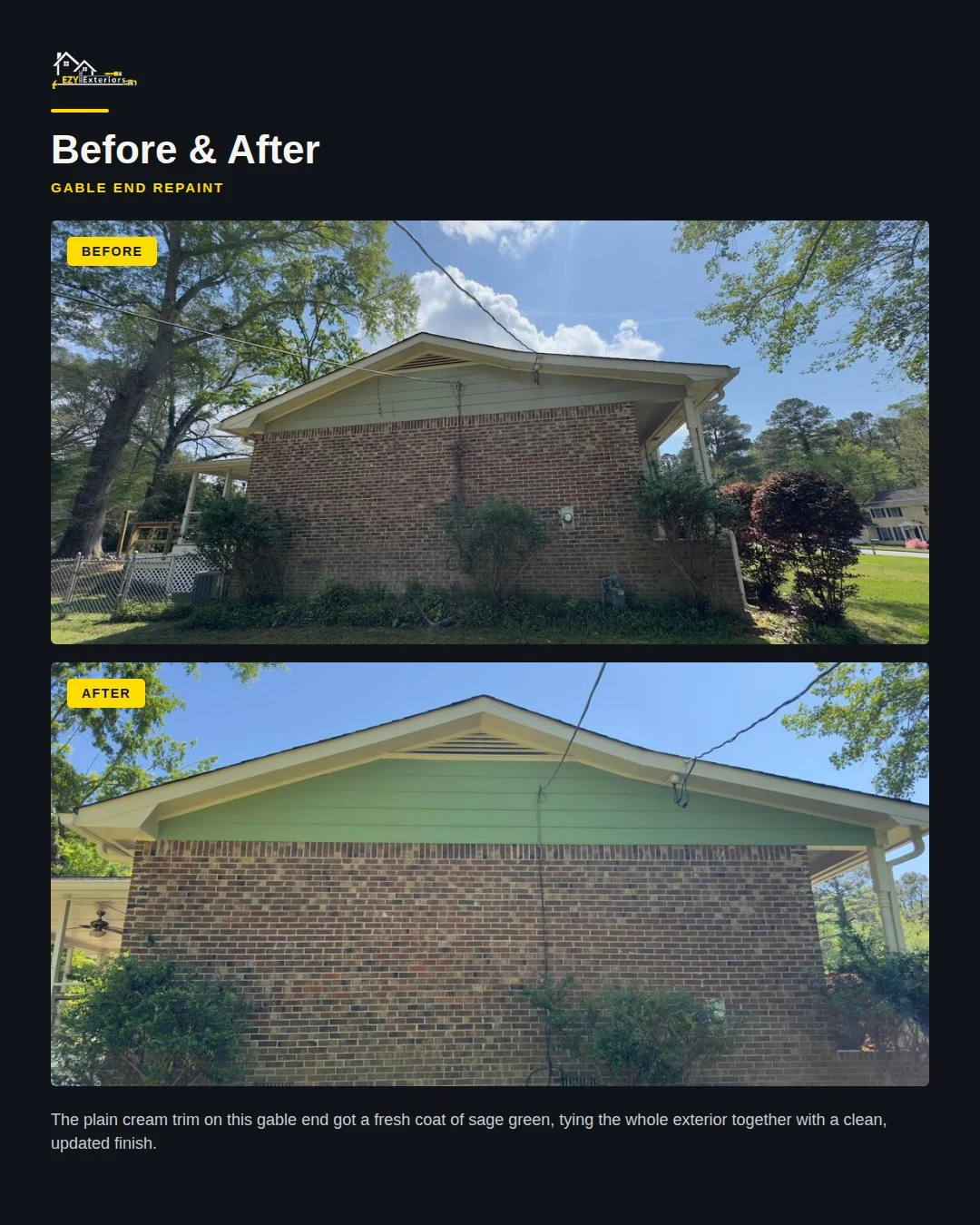 Two-Tone Green Exterior Repaint and Roof Repair on a Split-Level Home project photo